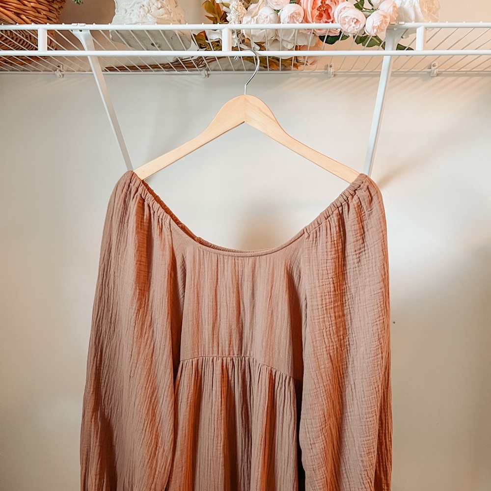 Gauze Balloon Sleeve Maxi Dress